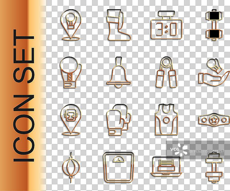 哑铃、拳击腰带和手套运动图片素材