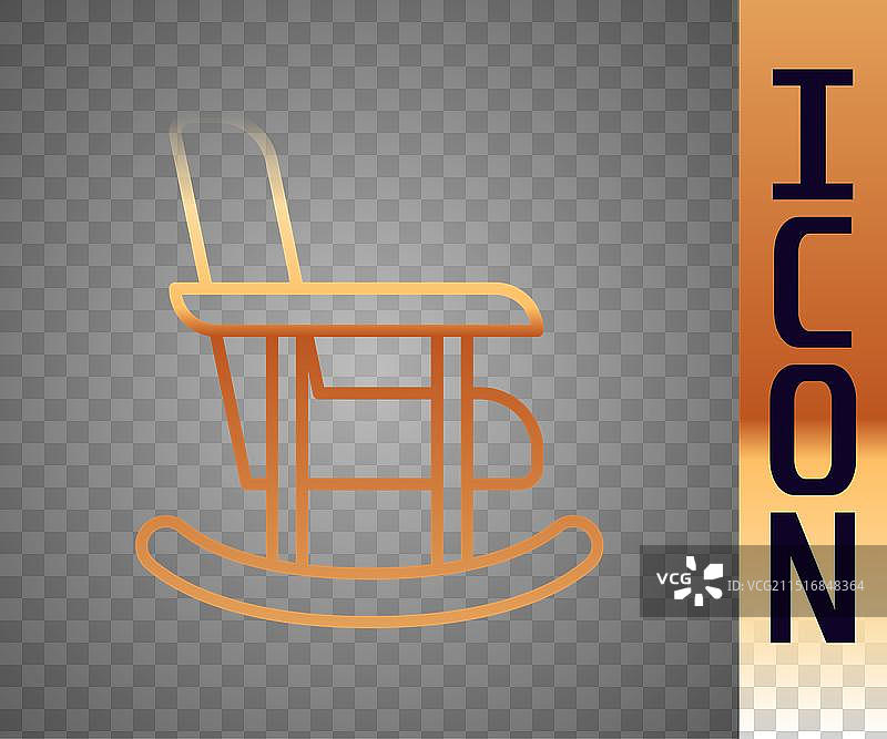 黑色背景上的金色线条摇椅图标图片素材