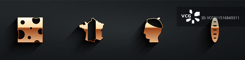 法国奶酪地图和法棍图片素材