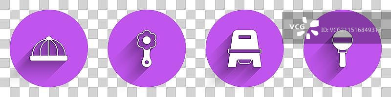 婴儿帽子摇铃婴儿玩具便盆和图标套装图片素材