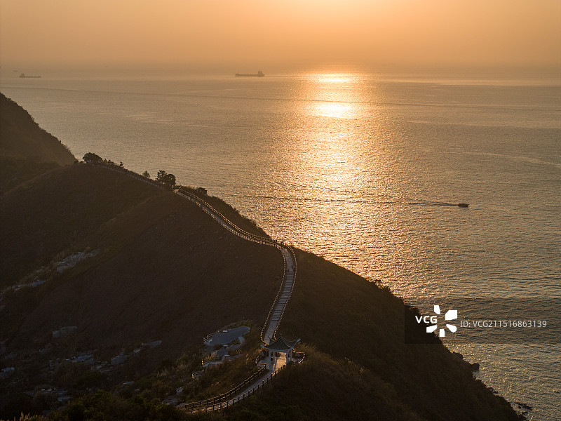 香港大澳虎山观景台日落图片素材