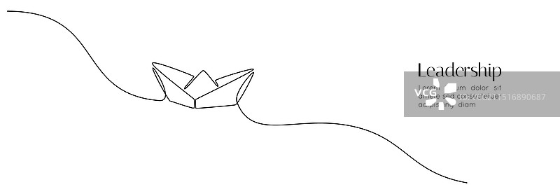 纸船折纸连续线条画图片素材