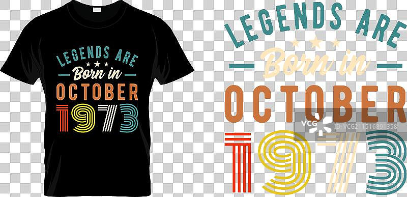 50岁生日T恤设计：十月传奇图片素材