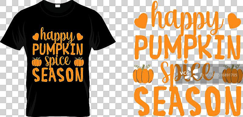 南瓜香料季感恩节快乐T恤图片素材