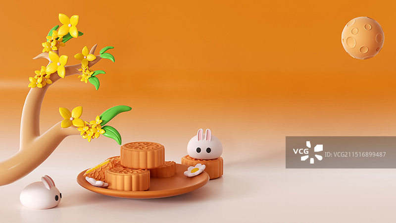 三维中秋节场景图片素材