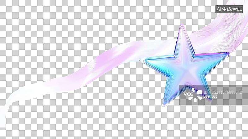 【AI数字艺术】镭射风3D促销元素丝带星星图片素材