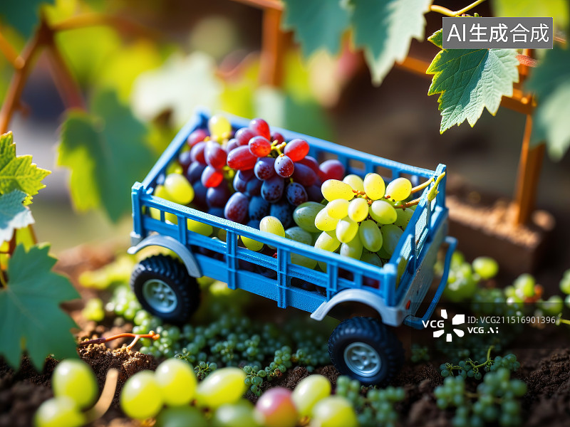 【AI数字艺术】微缩景观丰收的葡萄图片素材