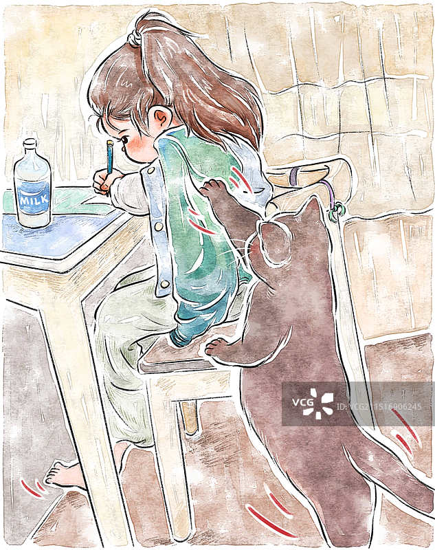 猫和女孩图片素材