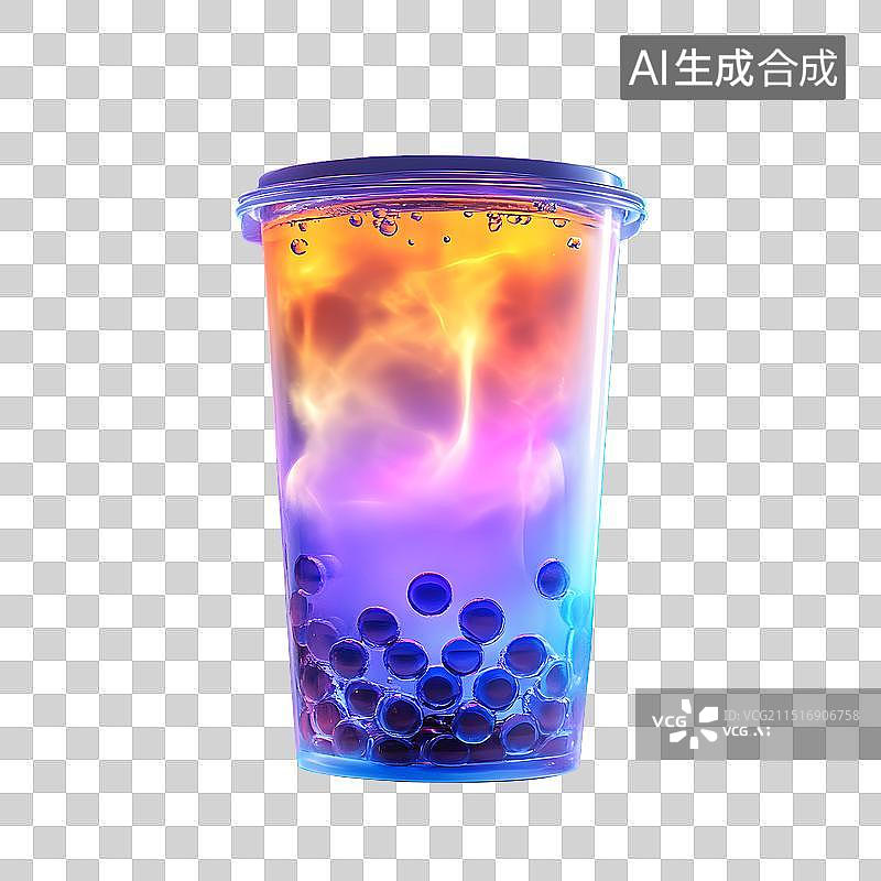 【AI数字艺术】珍珠奶茶饮品3D镭射模型图片素材