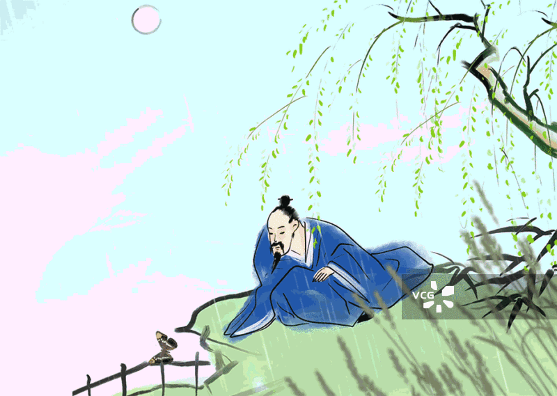 下雨，蝴蝶，庄子，庄周图片素材