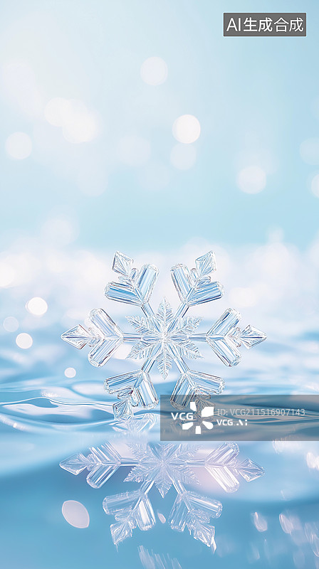 【AI数字艺术】冬季主题海报——晶莹剔透的雪花图片素材