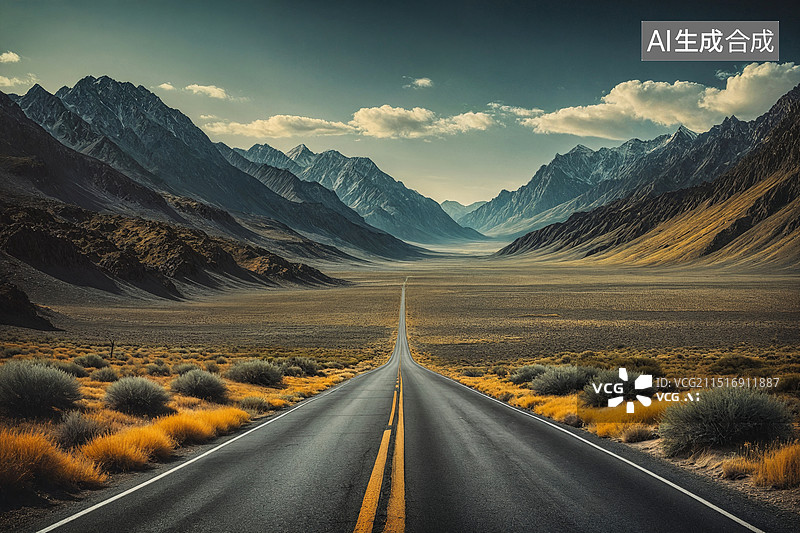 【AI数字艺术】通往远方的路图片素材