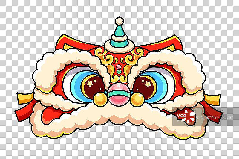 醒狮帽卡通矢量描边潮流插画图片素材