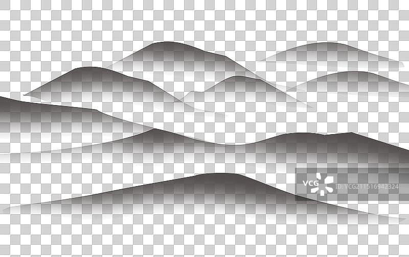 水墨渐变山脉元素图片素材