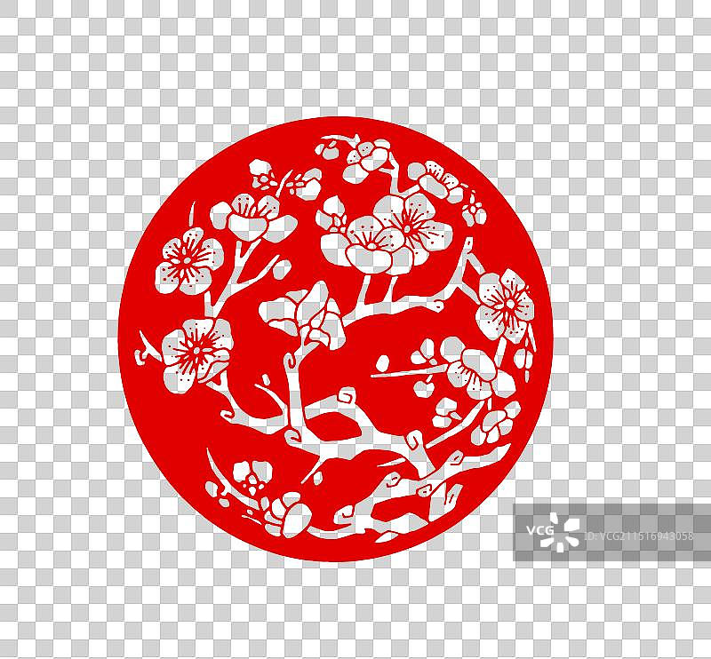蛇，蛇年，梅花，窗花，圆形，春节，过年，中国风，剪纸，春节，过年，传统文化，设计元素图片素材