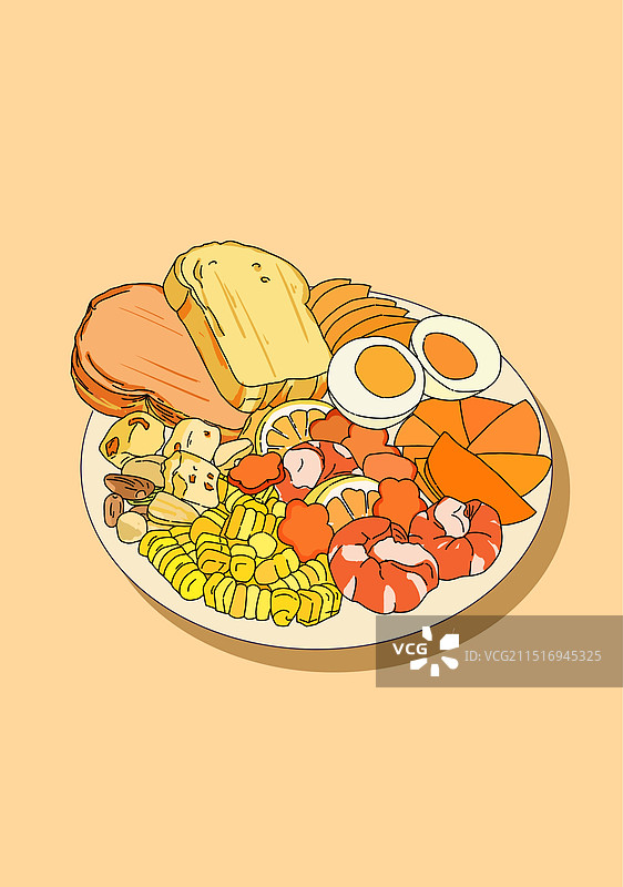 轻食美食瘦身简餐手绘插画图片素材