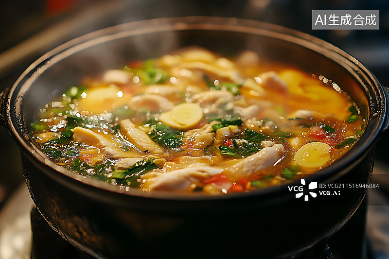 【AI数字艺术】香气四溢的鸡肉汤图片素材