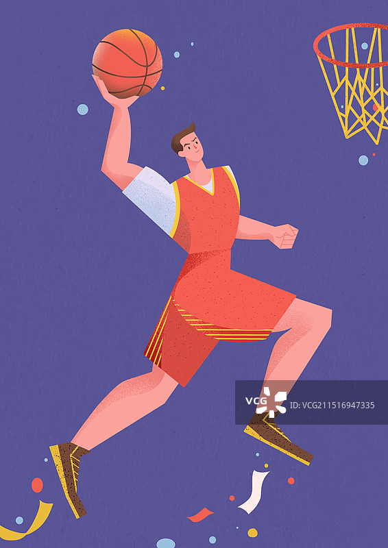 篮球运动员投篮灌篮健身的低角度视角插画图片素材