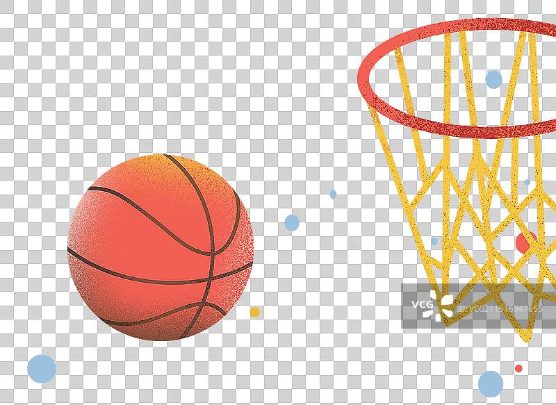篮球框与篮球组合插画图片素材