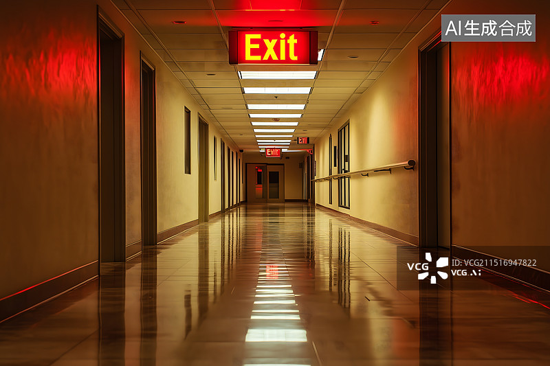 【AI数字艺术】通往出口的消防通道安全出口图片素材