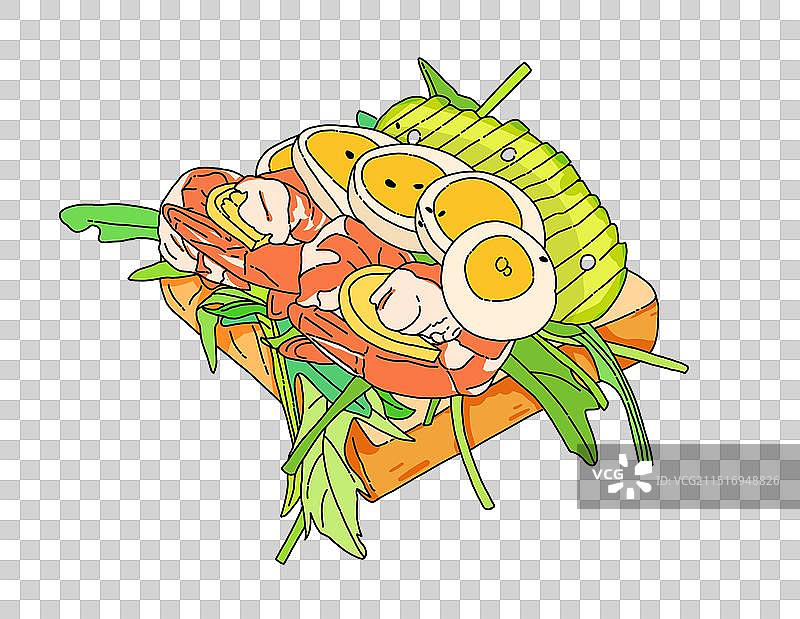 轻食美食瘦身简餐手绘插画免扣元素图片素材