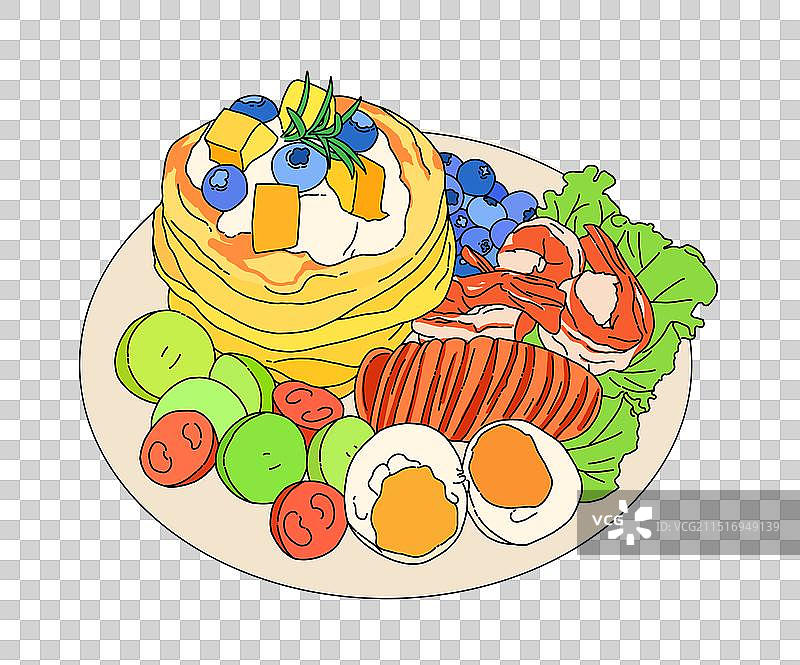 轻食美食瘦身简餐手绘插画免扣元素图片素材
