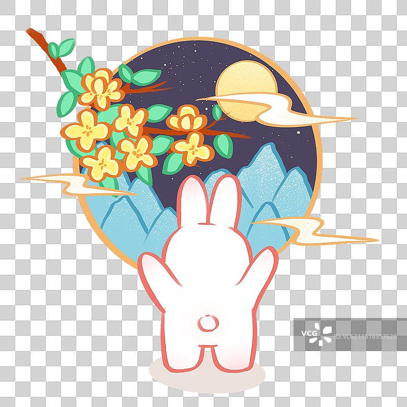 小白兔中秋节赏月图片素材