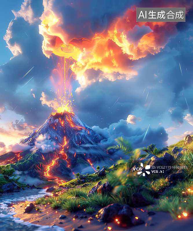 【AI数字艺术】火山爆发场景图片素材