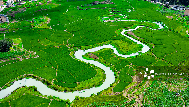航拍广西河池巴马那社乡命河风光图片素材