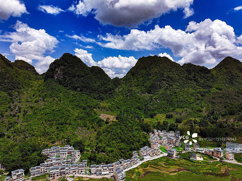 航拍广西河池巴马那社乡命河风光图片素材