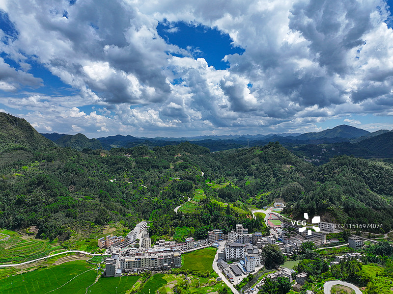 航拍广西河池巴马那社乡命河风光图片素材