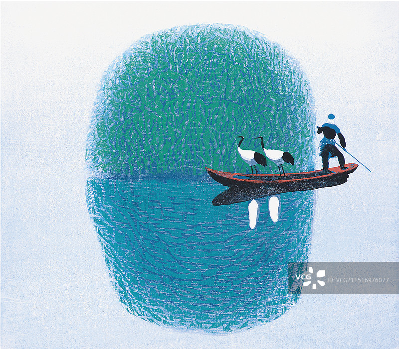 套色版画《晴夏》图片素材