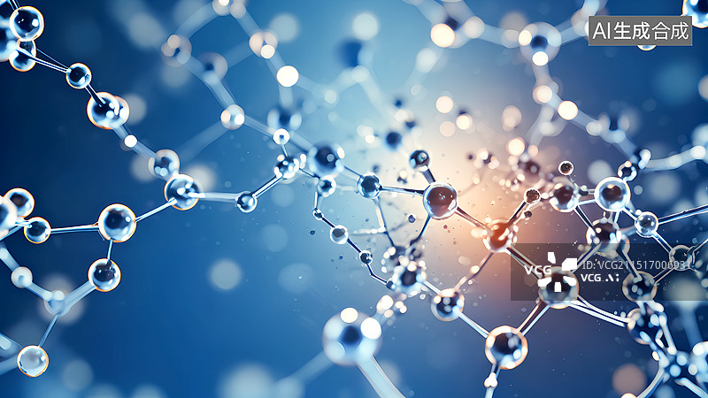 【AI数字艺术】微观世界下的分子结构物质图片素材