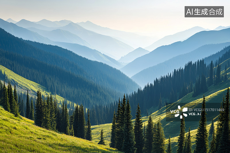 【AI数字艺术】层峦叠嶂的青山美景图片素材