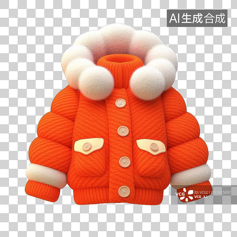 【AI数字艺术】毛茸茸的红色冬天外套图片素材