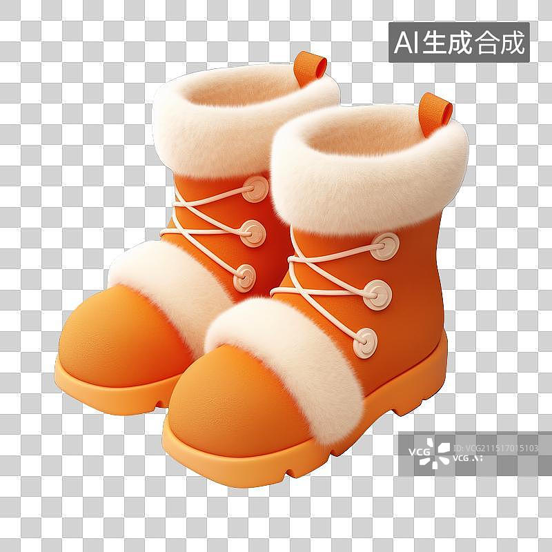 【AI数字艺术】毛茸茸的高帮雪地靴图片素材