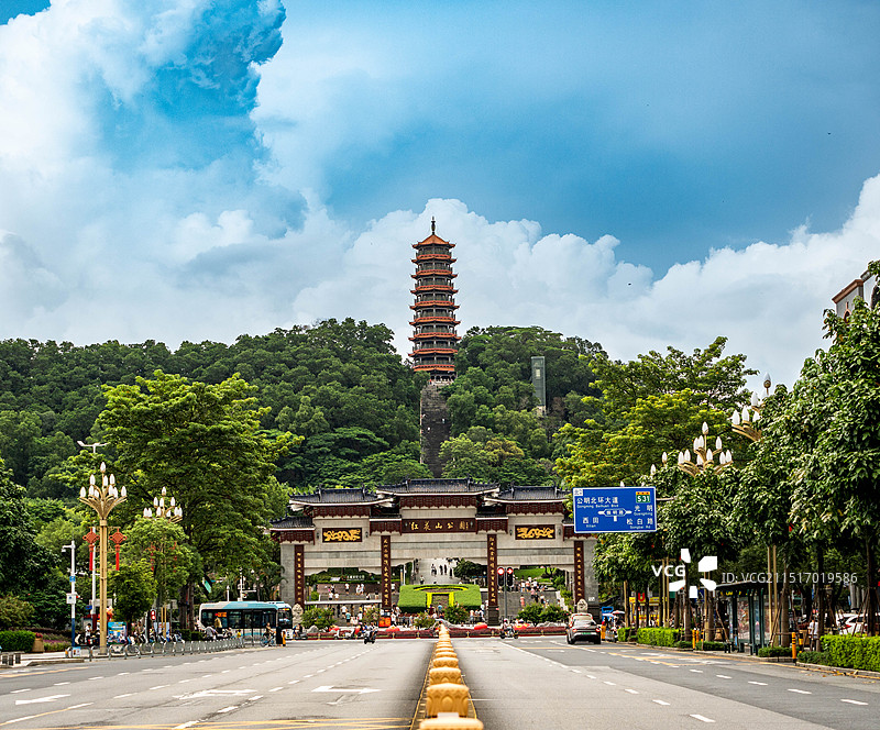 深圳红花山公园明和塔建筑风光图片素材