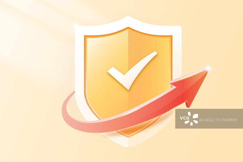 3D立体盾牌和上涨箭头图片素材