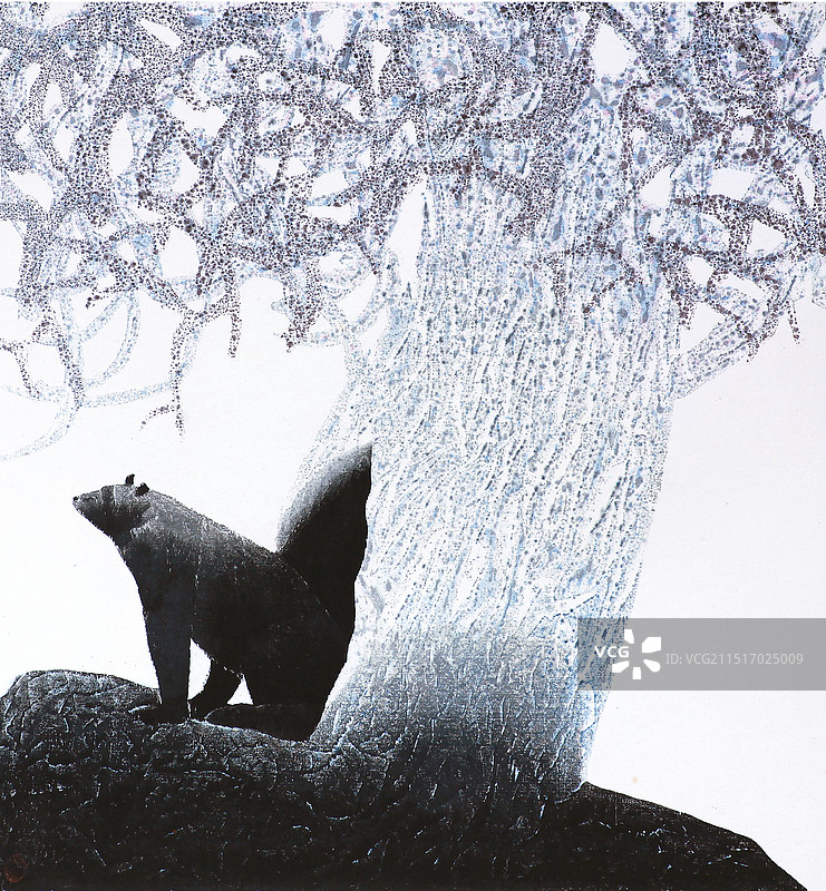 套色版画《出冬》图片素材