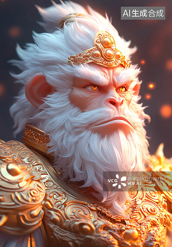 【AI数字艺术】西游记传说齐天大圣孙悟空黑神话3D插画图片素材