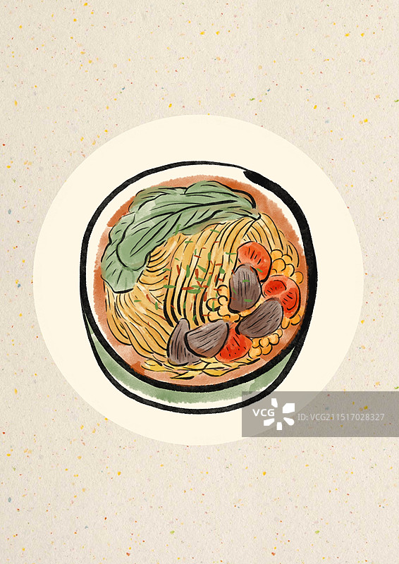 国潮风南宁美食插画-老友粉图片素材