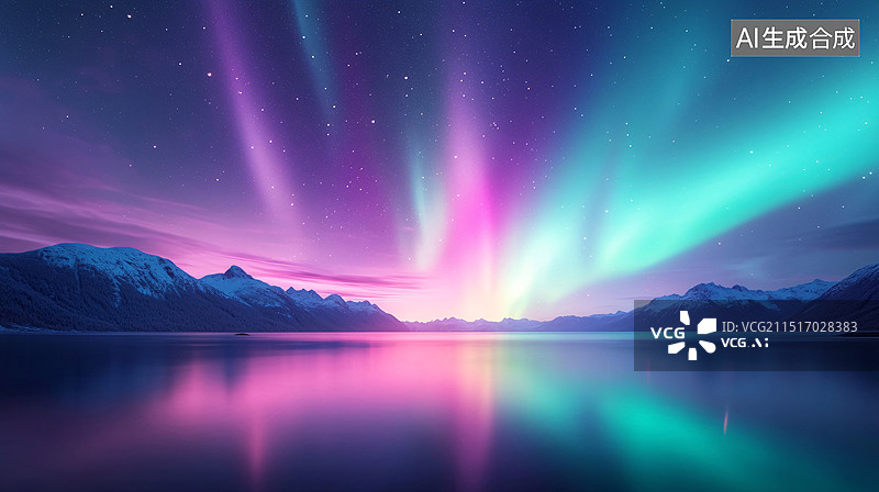 【AI数字艺术】极光自然夜晚风景户外天空景观宁静场景插图图片素材