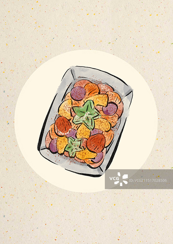 国潮风南宁美食插画-酸嘢图片素材