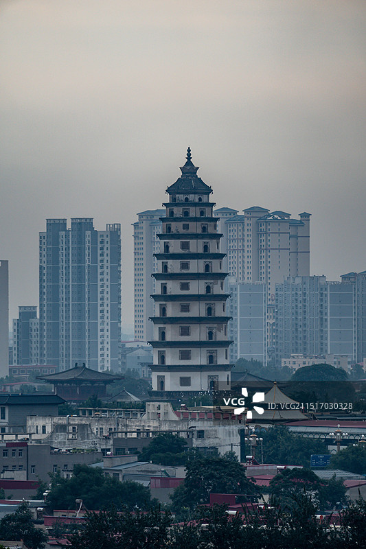 定州开元寺塔高视角远视角图片素材