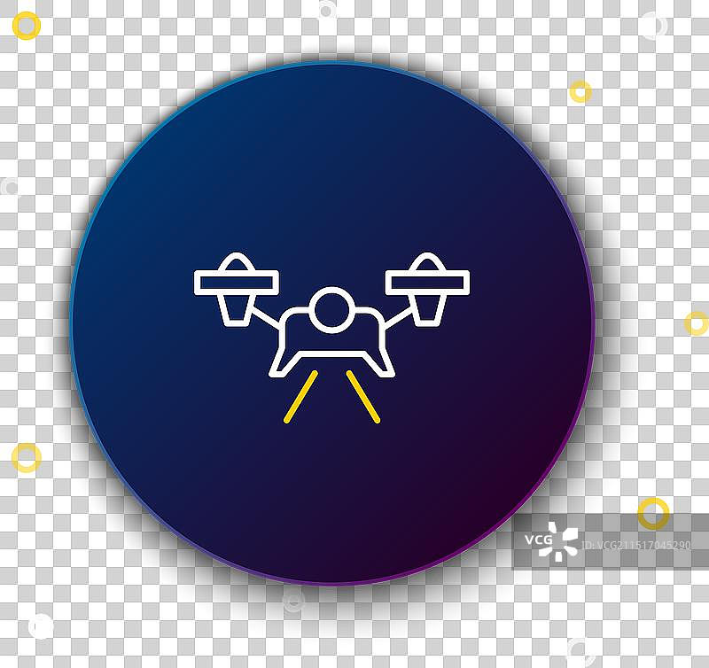 蓝色背景上的线条无人机飞行图标图片素材