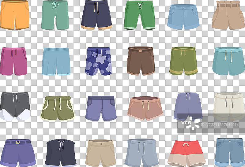 卡通短裤制服图标集图片素材