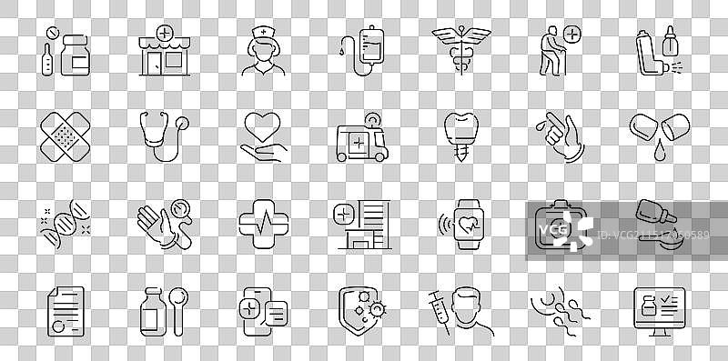 药房和医疗医院图标集图片素材