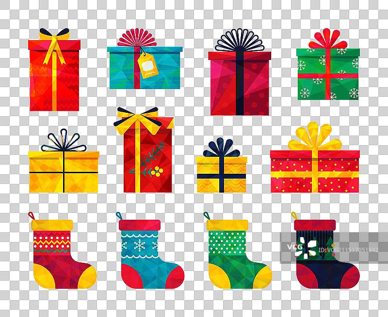 圣诞礼物袜子红色圣诞礼盒图片素材