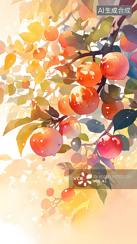 【AI数字艺术】秋日果实挂枝头图片素材