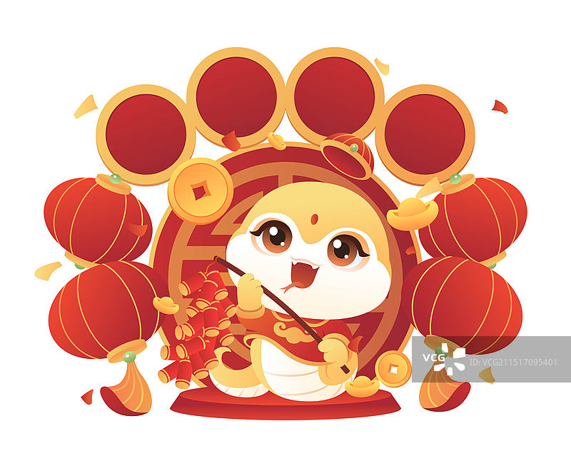 可爱卡通蛇年插画图片素材